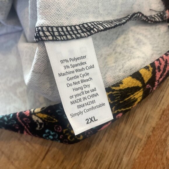 Lularoe Cassie Skirt 2XL Black Pink Bright Flowers -New With Tags Pencil Stretch - Picture 8 of 11